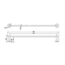 Technical Drawing: Mirage Single Towel Rail Brushed Bronze 750
