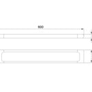 Technical Drawing: Momento Liquid Single Towel Rail Chrome 600