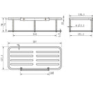 Technical Drawing: Deluxe Square Shower Basket Single Shelf Chrome