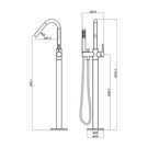 Technical Drawing: Freestanding Bath Mixer Champagne