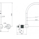 Technical Drawing: Cadence 1/4 Turn Wall Sink Set Matte Black