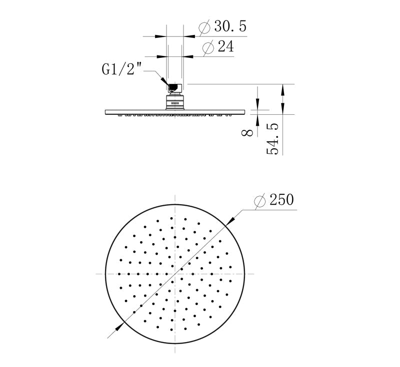 Star Round Shower Head 250mm Champagne