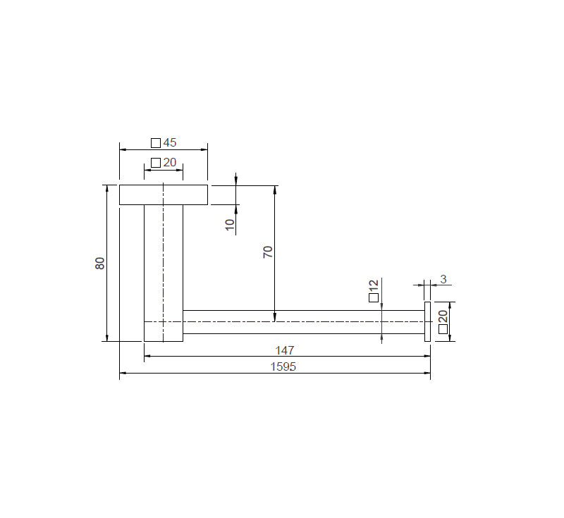 Technical Drawing: Luxe Toilet Paper Holder (Stick) Chrome
