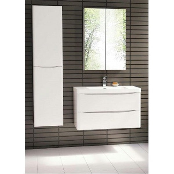 Bel Bagno Ancona 1500mm Side Cabinet Tallboy - Gloss White in coastal chic design | The Blue Space