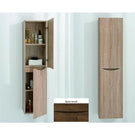 Bel Bagno Ancona 1500mm Side Cabinet Tallboy in white oak with rose wood example | The Blue Space