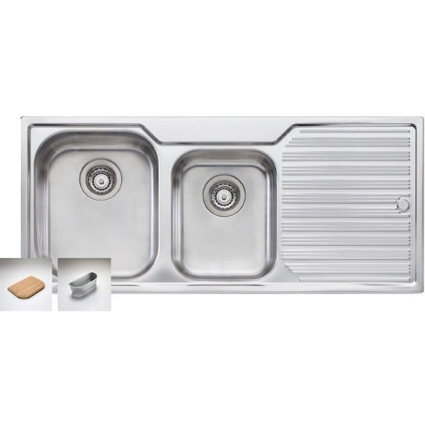 Oliveri Diaz 1 & 3/4 bowl topmount sink with R/H drainer