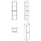Technical Drawing: Bel Bagno Ancona 1500mm Side Cabinet Tallboy - Rose Wood