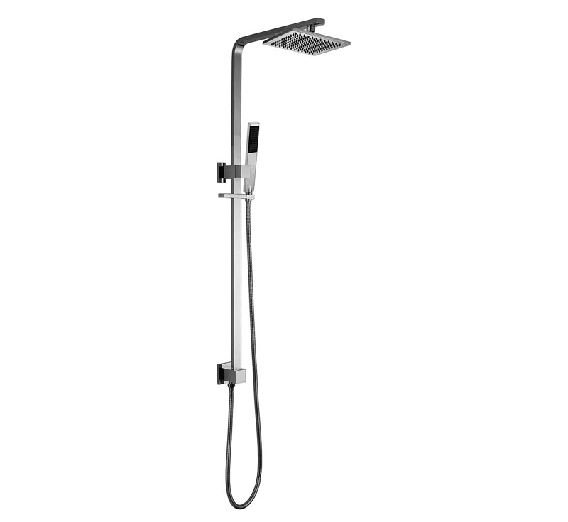 Chao Twin Exposed Rail Shower System Brass Head Chrome