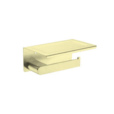 Nero Bianca Toilet Roll Holder with Shelf Brushed Gold | The Blue Space