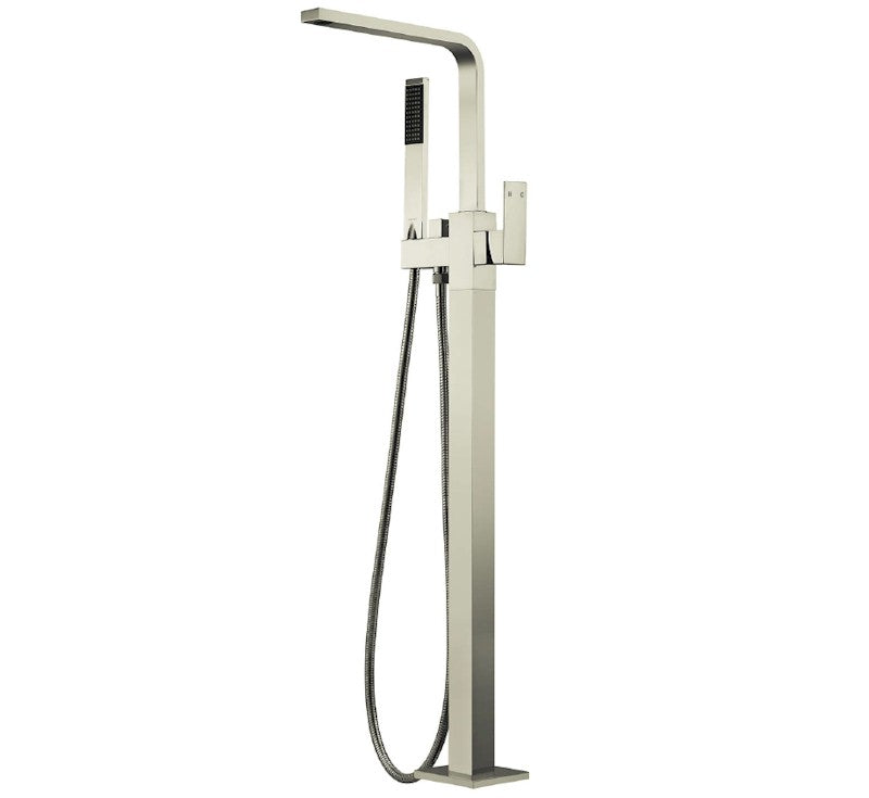 Chao Square Floor Mixer with Hand Shower Brushed Nickel