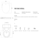 Technical Drawing: Lafeme Vera Non Electric Bidet Toilet Seat Cold Wash Only