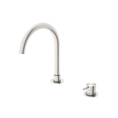 Nero Mecca Hob Basin Mixer Round Spout Brushed Nickel | The Blue Space