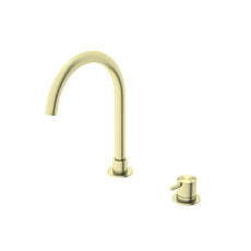 Nero Mecca Hob Basin Mixer Round Spout Brushed Gold | The Blue Space