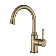 Modern National Montpellier High Rise Goose Neck Basin Mixer Brushed Bronze | The Blue Space
