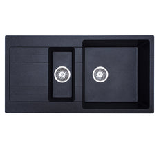 Modern National Riva 1 & 1/2 Bowl With Drainer Black Finish - 960 x 500 x 210 | The Blue Space