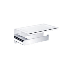 Nero Bianca Toilet Roll Holder with Shelf Chrome | The Blue Space