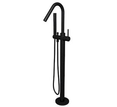 Modern National Star Round Floor Mixer with Hand Shower Matte Black | The Blue Space