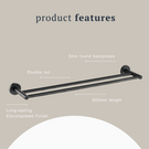 Indigo Ciara Double Towel Rail 800mm Matte Black product features | The Blue Space