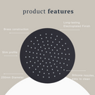 Indigo Ciara Shower Head 250mm Matte Black product features | The Blue Space