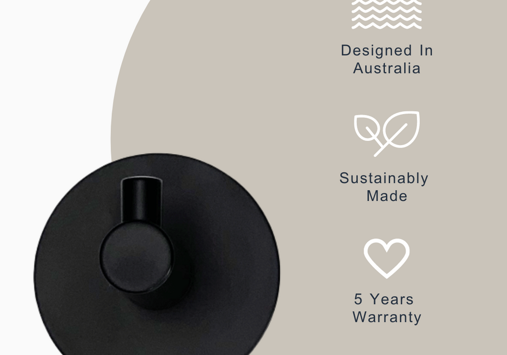 Indigo Ciara Robe Hook Matte Black | Bathroom Accessories that are designed in Australia