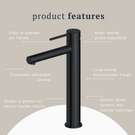 Indigo Alisa Tower Basin Mixer Matte Black Product features | The Blue Space