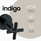 Indigo Elite X Wall Sink Set Matte Black | Australian designed 3 piece taps at The Blue Space