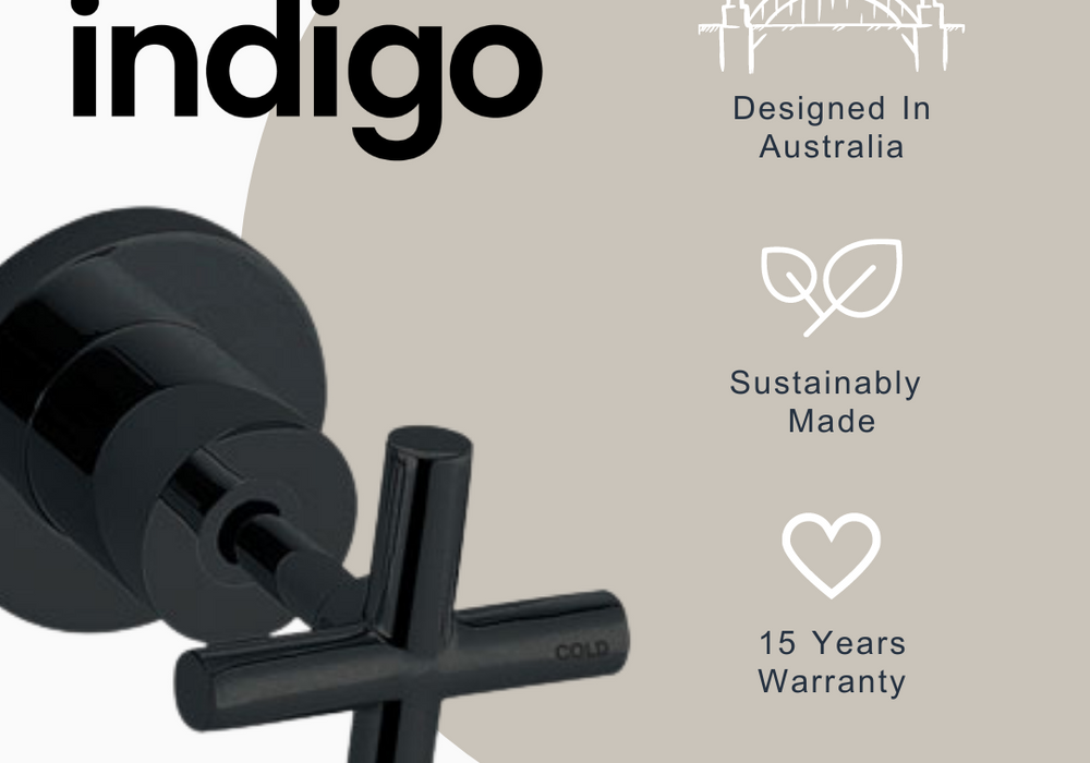 Indigo Elite X Wall Sink Set Matte Black | Australian designed 3 piece taps at The Blue Space