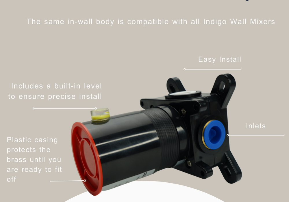 Indigo Savina Bath/Shower Mixer Matte Black | Universal in wall body component if taps | The Blue Space