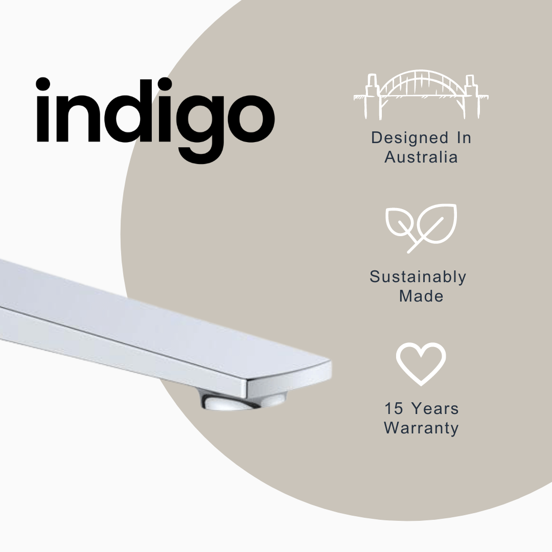 Indigo Savina Wall Basin/Bath Mixer 225mm Chrome | The Blue Space