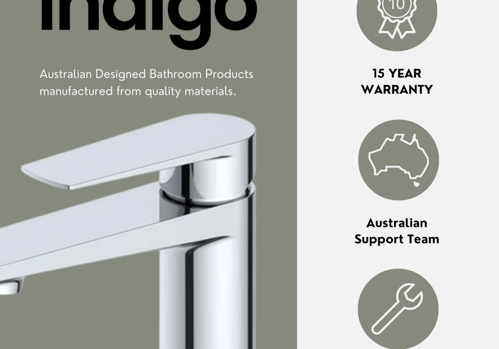 Indigo Savina Tower Basin Mixer with 15 years warranty, Australian based support team and installation guides 