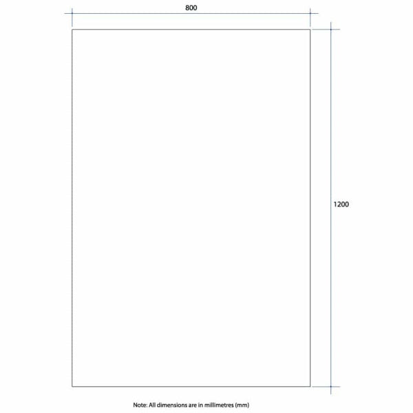 Technical Drawing: JS1280GT Thermogroup Rectangle Polished Edge Mirror with Demister - Glue
