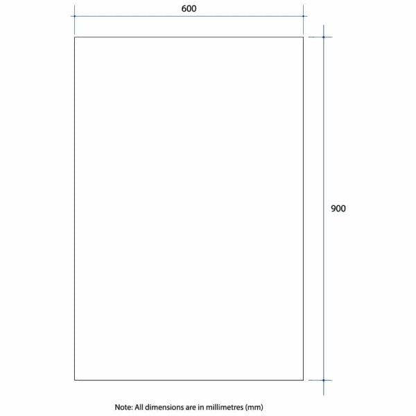 Technical Drawing: JS6090GT Thermogroup Rectangle Polished Edge Mirror with Demister - Glue