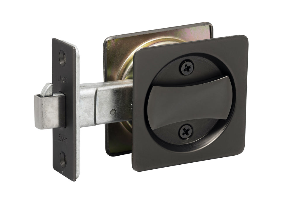 Lane Cavity Slider Door Handle Privacy Door Handle Set Square Rosette Gun Metal Grey