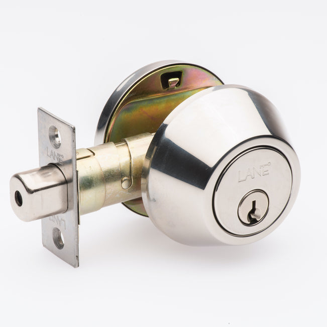 Lane Single Cylinder Deadbolt Polished Stainless Steel