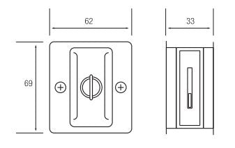Lane Cavity Slider Door Handle Privacy Door Handle Set Square 335 Satin Chrome Pearl