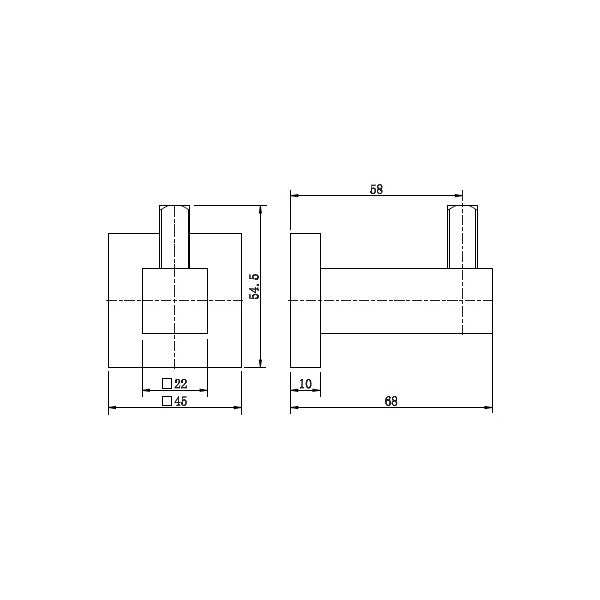 Technical Drawing: Luxe Robe Hook Matte Black