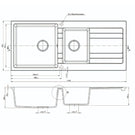 Technical Drawing: 1 & 1/2 Bowl Granite Sink With Drainer