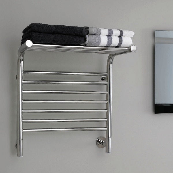 Thermogroup 7 Bar Jeeves Heated Towel Shelf 620w x 555h x 326d - Polished SS in modern bathroom design | The Blue Space