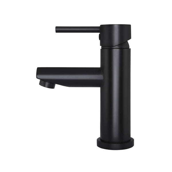Meir Round Matte Black Basin Mixer Side View - The Blue Space