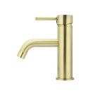 Meir Round Tiger Bronze Basin Mixer with Curved Spout Side View - The Blue Space