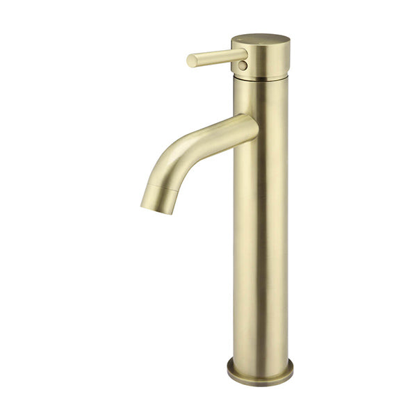 Meir Round Tall Tiger Bronze Basin Mixer with Curved Spout - The Blue Space