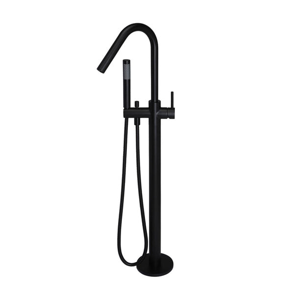 Meir Freestanding Round Bath Mixer with Hand Spray - Black - The Blue Space