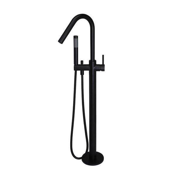 Meir Freestanding Round Bath Mixer with Hand Spray - Black