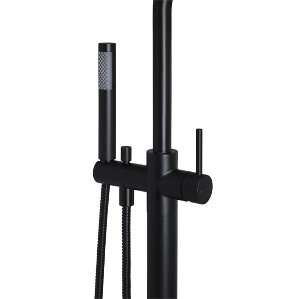 Meir Freestanding Round Bath Mixer with Hand Spray - Black