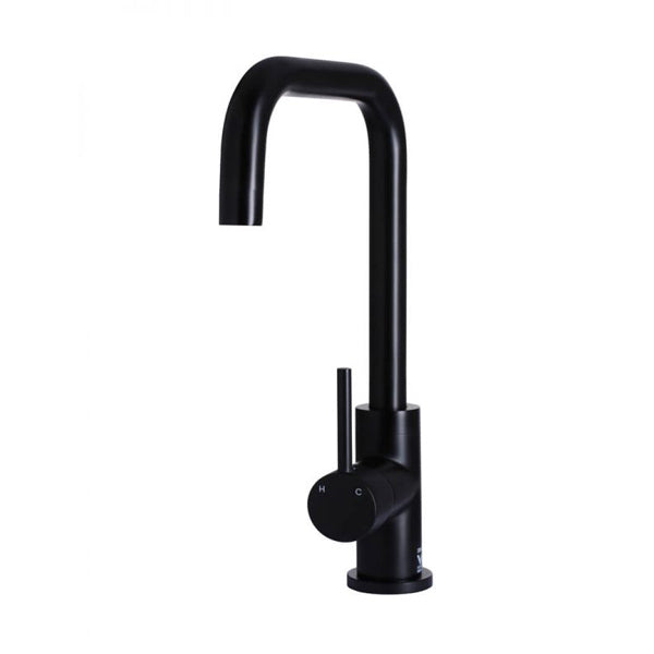 Meir Round Squareline Kitchen Sink Mixer - Matte Black