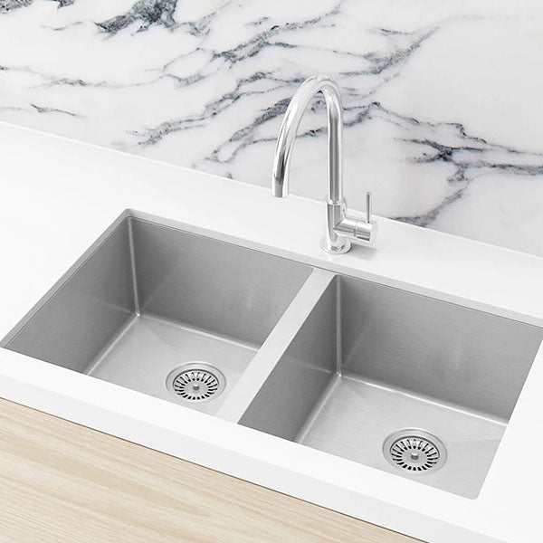 Meir Kitchen Sink Double Bowl 760mm x 440mm Brushed Nickel - The Blue Space