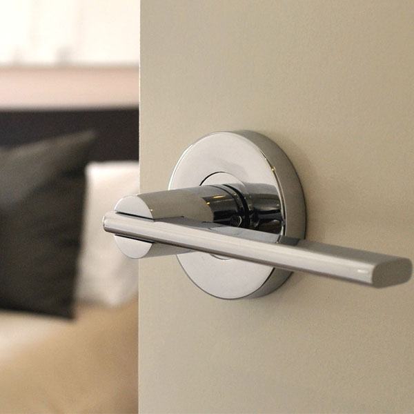 Nidus Mediterranean Metro Privacy Set Satin Chrome - Master bedroom door handles