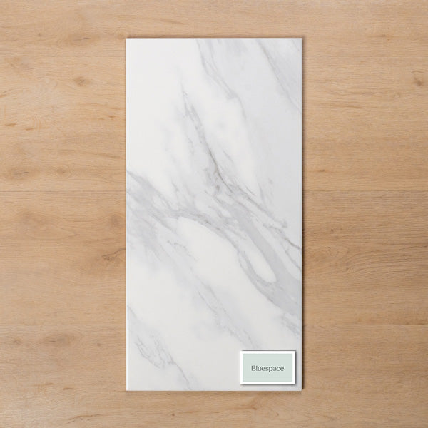 Kings Marble Carrara White Gloss Cushioned Edge Ceramic Tile 300x600mm