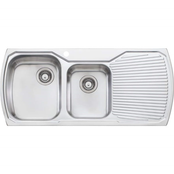 Oliveri Monet 1 & 3/4 bowl topmount sink drainer 1TH
