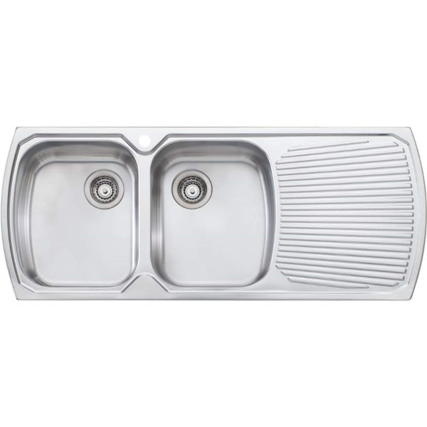 Oliveri Monet double bowl topmount sink drainer 1TH